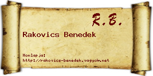Rakovics Benedek névjegykártya